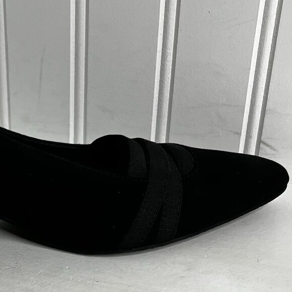 Stuart Weitzman Black Pointed Toe Suede Kitten Heel  Pumps Size 9.5 - Picture 2 of 8